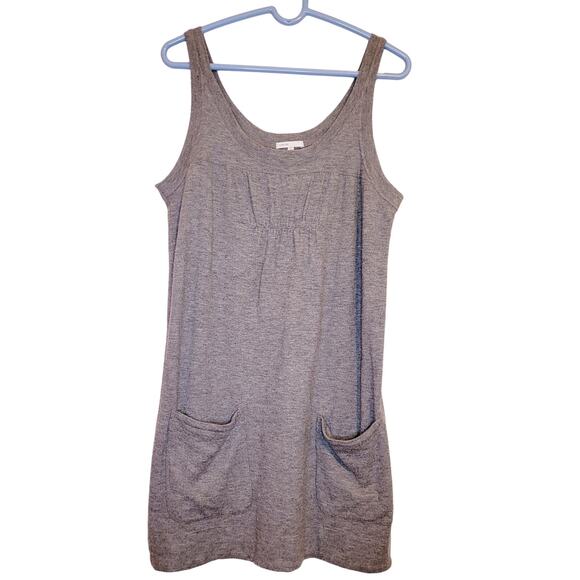 Vince grey scoop neck sleeveless large pocket knee length jumper dress size L - Picture 1 of 8